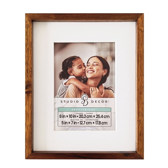 Studio Decor Picture Frame, Expressions Acacia Wood w/ Mat, Walnut Brown, 8" x 10" / 5" x 7" Mat, 1-Pack