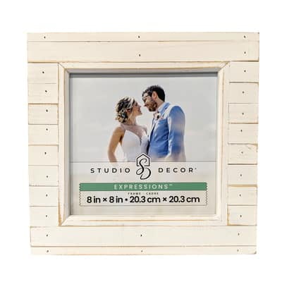 Studio Decor Picture Frame - Salvage Chic Whitewashed Wood with Easel - White - 8" x 8" - 1-Pack