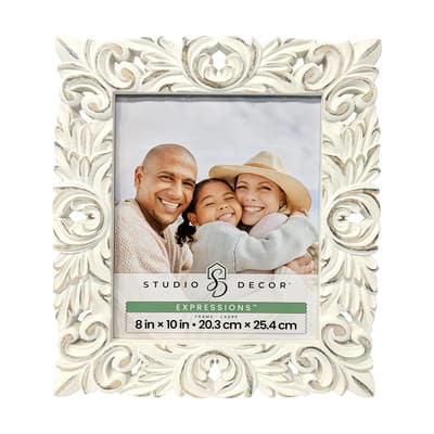 Studio Decor Tabletop Frame - Fleur-De-Lis Cutouts - Whitewash - 8" x 10" - 1-Pack