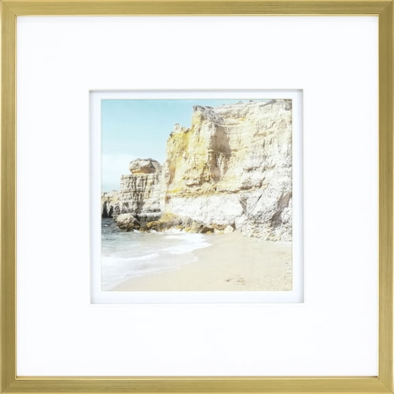 Studio Decor Gallery Gold Frame with Mat - Elegant Wall Photo Frame, White Mat, Polished Gold Finish, 8" x 8" / 5" x 5" Display, 1 Pack