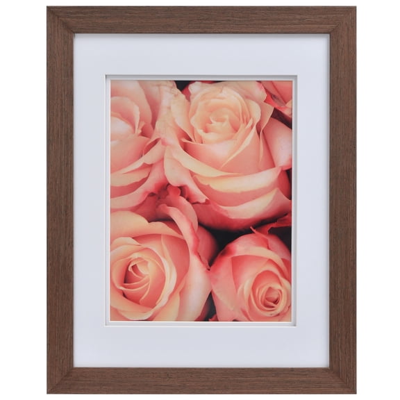 Studio Decor Gallery Medium Brown Frame with Mat - Classic Wall Photo Frame, White Mat, Warm Woodgrain Finish, 14" x 18" / 10" x 13" Display, 1 Pack