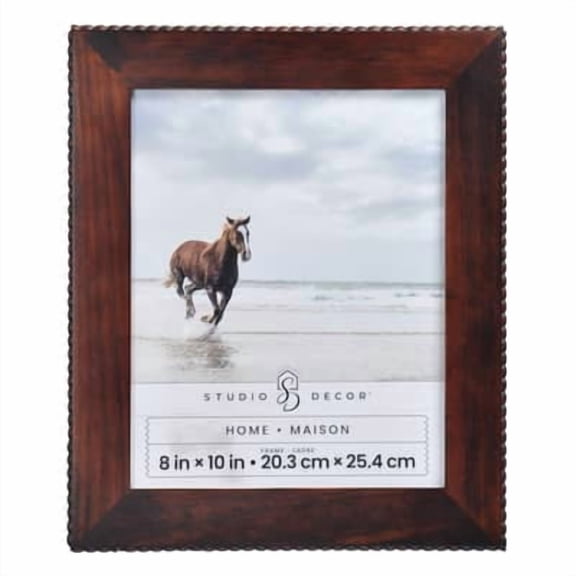 Studio Decor Home Brown Wood Wall Frame with Beaded Edge – Classic Decorative Photo Frame - Warm Brown Finish - 8" x 10" Display - 1 Pack