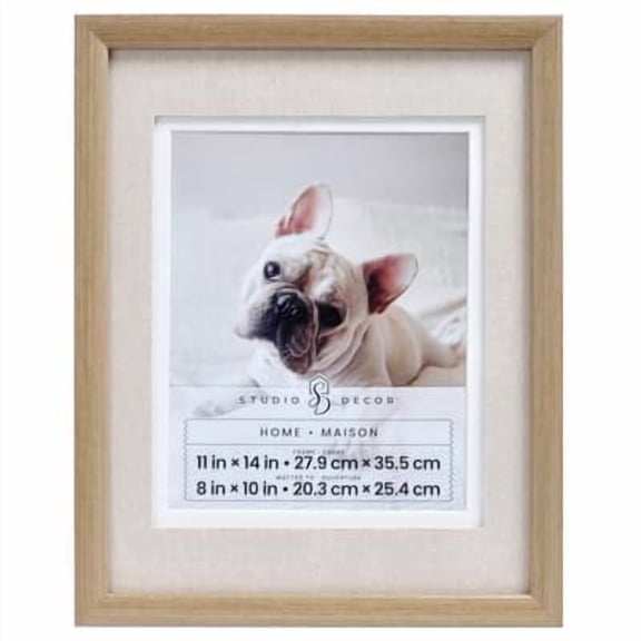 Studio Decor Home Natural Brown Wall Frame with Linen Mat – Rustic Photo Frame - Double Mat with Linen & White Detail - 16" x 20" / 11" x 14" Display - 1 Pack