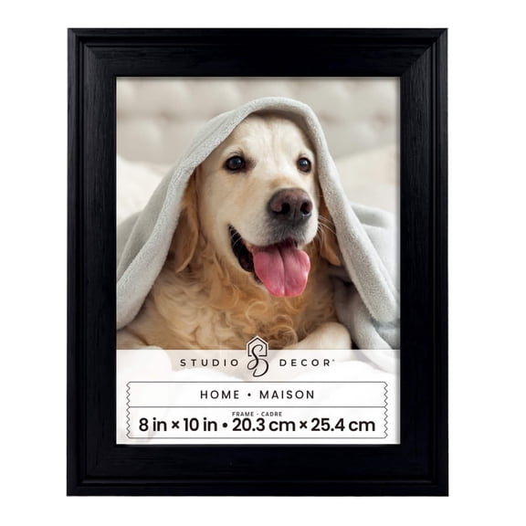 Studio Decor Picture Frame, Traditional Wood Home Collection with Hanging Hardware, Black, 8" x 10", 1-Pack