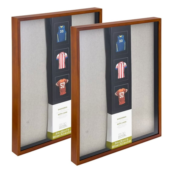 Studio Decor 24" x 30" Large Easy Back Loading Shadow Box, Walnut (2 Pack)