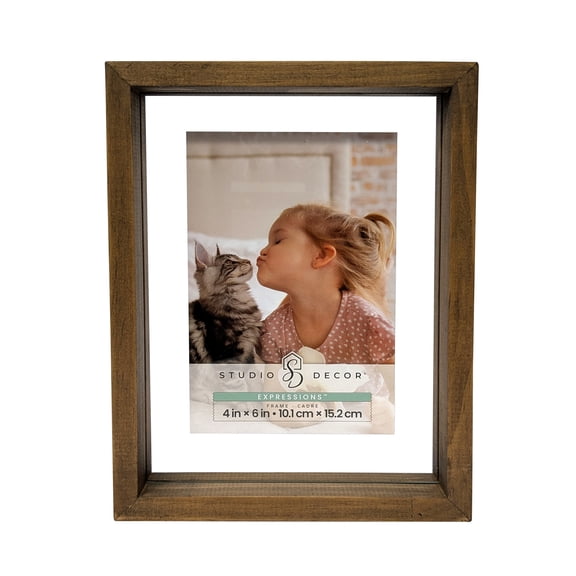 Studio Decor Expressions Brown Linear Wood Float Frame, 4" x 6", 6 Pack