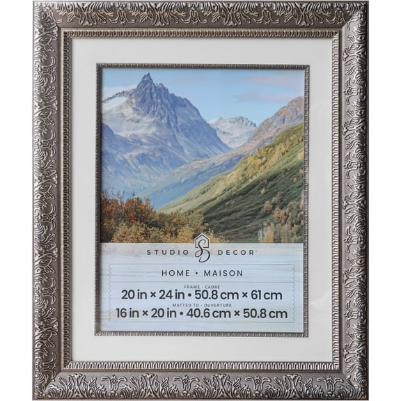 Studio Decor Home Silver Floral Frame with Mat, 16" x 20", 6 Pack