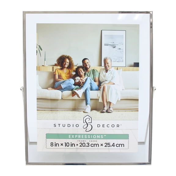 Studio Decor Metallic Silver Float Frame, Slim Profile Tabletop Art Display, Silver, 8" x 10", 1-Pack