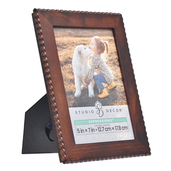 Studio Decor Picture Frame - Beaded Edge Stained Wood with Easel - Brown - 5" x 7" - 1-Pack