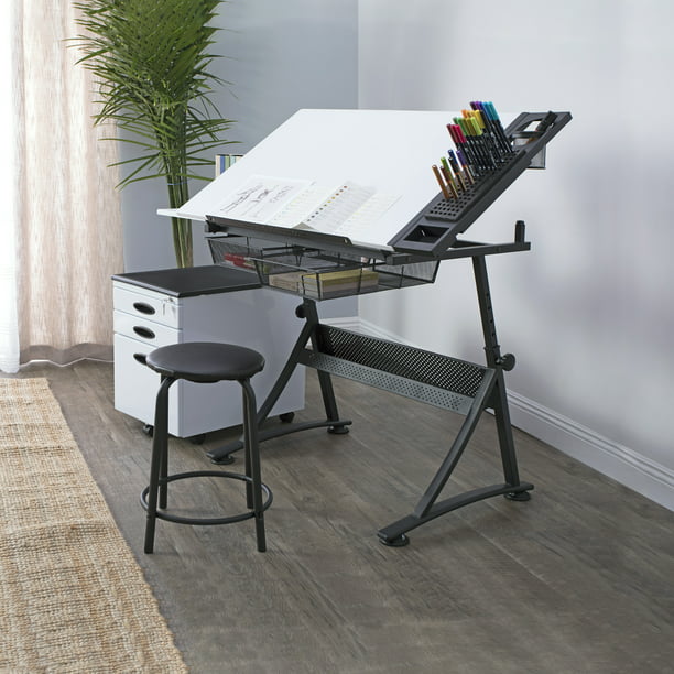 Studio Designs 47.75W Laminate Fusion Craft Center Drafting Table White ...