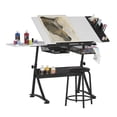 thumbnail image 1 of Studio Designs Fusion Craft Center Drafting Drawing Craft Table with Storage and Stool Set, Black/ White, 1 of 14