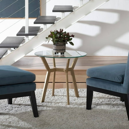 Studio Designs - ArchTech Round Mid-Century Modern Tempered Glass End Table - Clear