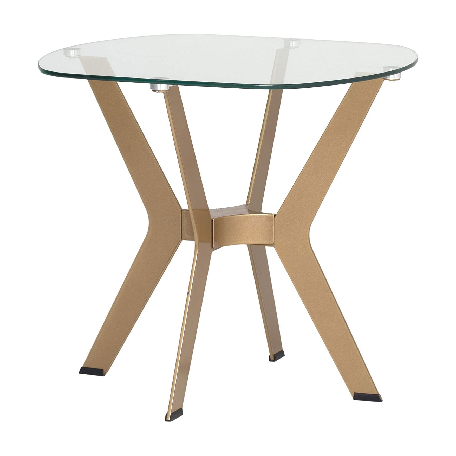 Archtech 23.5" Gold Metal & Glass Round End Table