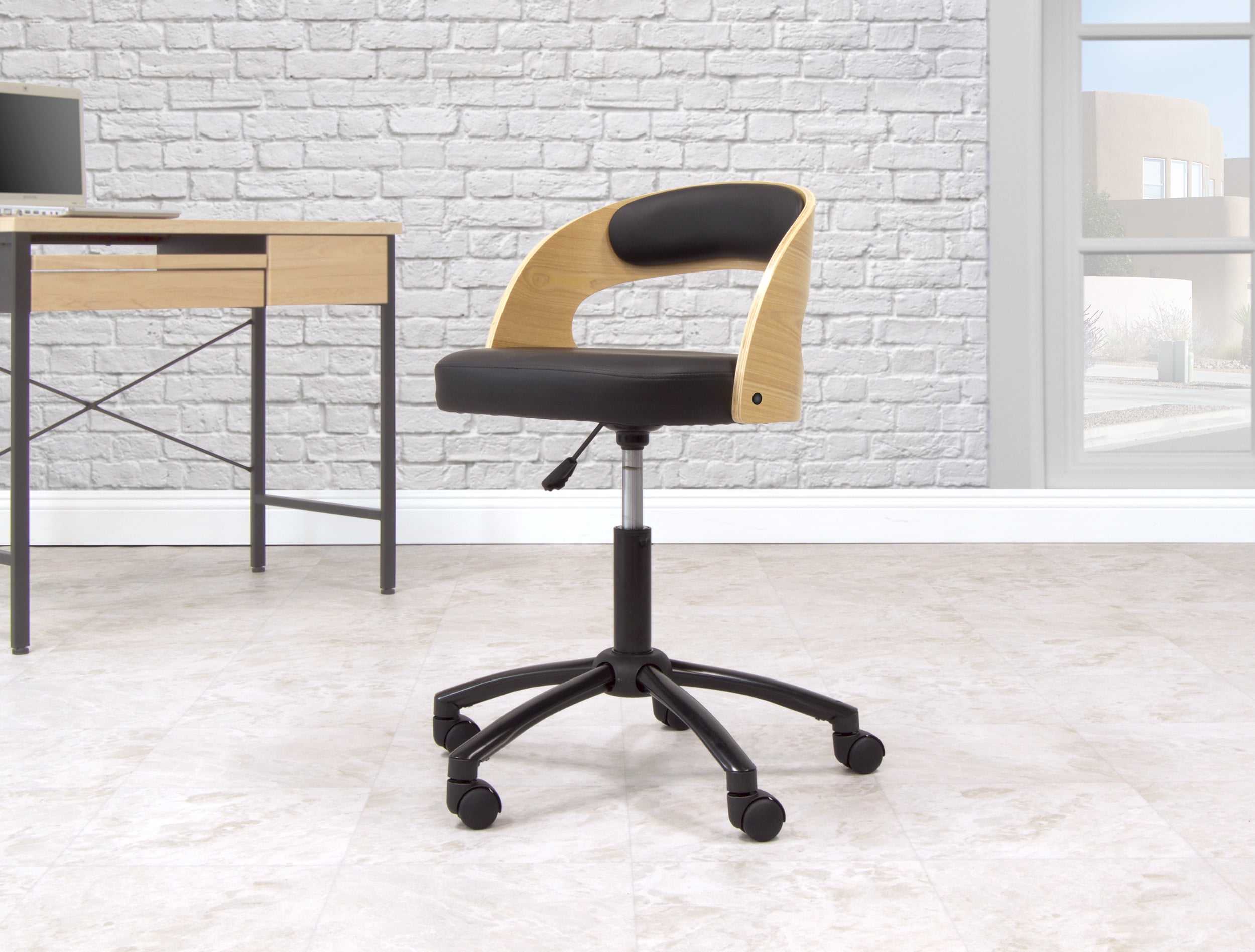Ashwood Black Swivel Task Chair with Soft Vinyl Back