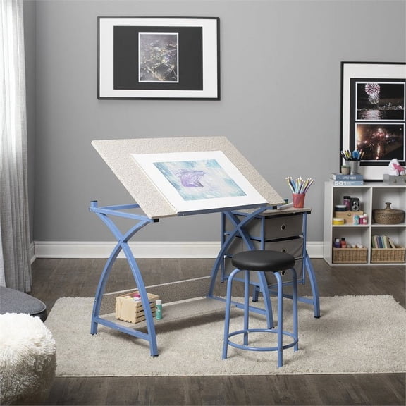 Studio Designs Comet Center Plus Drawing Table with Padded Stool 2 Piece Set (36" Wide Adjustable Top)