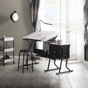 Studio Designs Eclipse Ultra Center/Drawing Table with Angle Adjustable Top, Storage Drawers with Stool 2 Piece Set