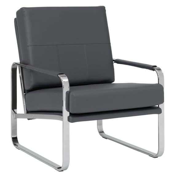Studio Designs Home Allure Blended Leather Accent Arm Chair in Smoke Gray