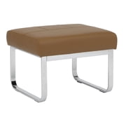 Studio Designs Home Allure Modern Rectangular Thick 5 Cushions Ottoman In Chrome and Caramel Blended Leather
