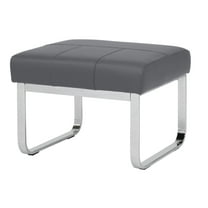 Studio Designs Home Allure Modern Blended Leather Ottoman, Gray