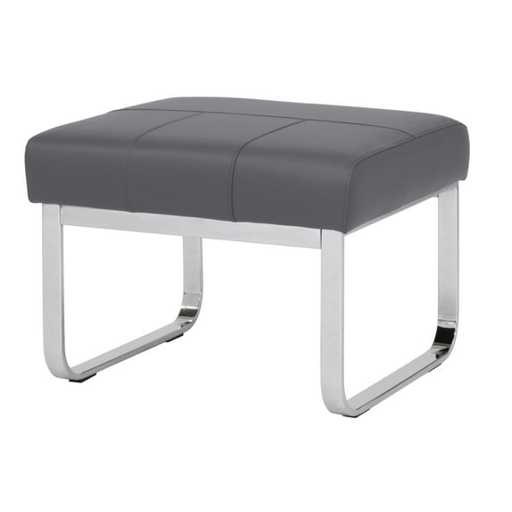 Studio Designs Home Allure Modern Blended Leather Ottoman, Gray