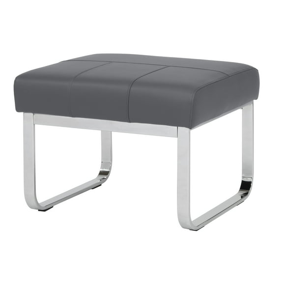 Studio Designs Home Allure Modern Blended Leather Ottoman, Gray