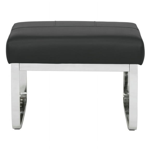 Studio Designs Home Allure Modern Rectangular Ottoman in Blended Leather & Chrome