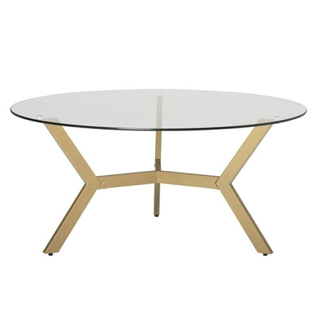 Studio Designs - ArchTech Round Mid-Century Modern Tempered Glass Coffee Table - Clear
