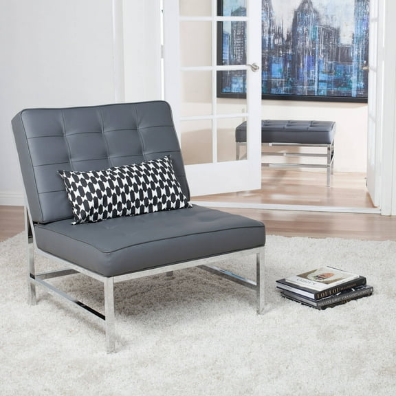Studio Designs Home Ashlar Bonded Leather Accent Chair in Smoke Gray