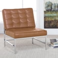 thumbnail image 1 of Studio Designs Home Ashlar Bonded Leather Slipper Accent Chair in Caramel/Chrome, 1 of 9