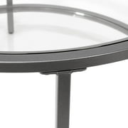 Studio Designs Home Camber Elite Round 35" and 22" Wide Modern Metal and Glass Living Room Nesting Coffee Table Set in Pewter