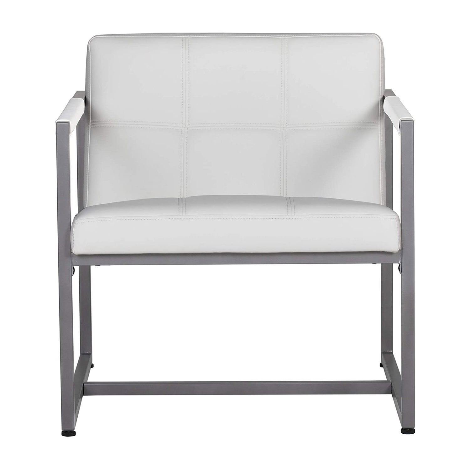 Camber White Leather Metal Mid-Century Modern Accent Chair