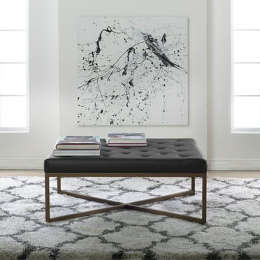 Studio Designs Home Camber Modern Leather Cocktail Ottoman in Black
