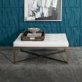 thumbnail image 1 of Studio Designs Home Camber Modern Large Cocktail Tufted Square Ottoman with Metal Frame and Blended Leather - Bronze,, 1 of 6