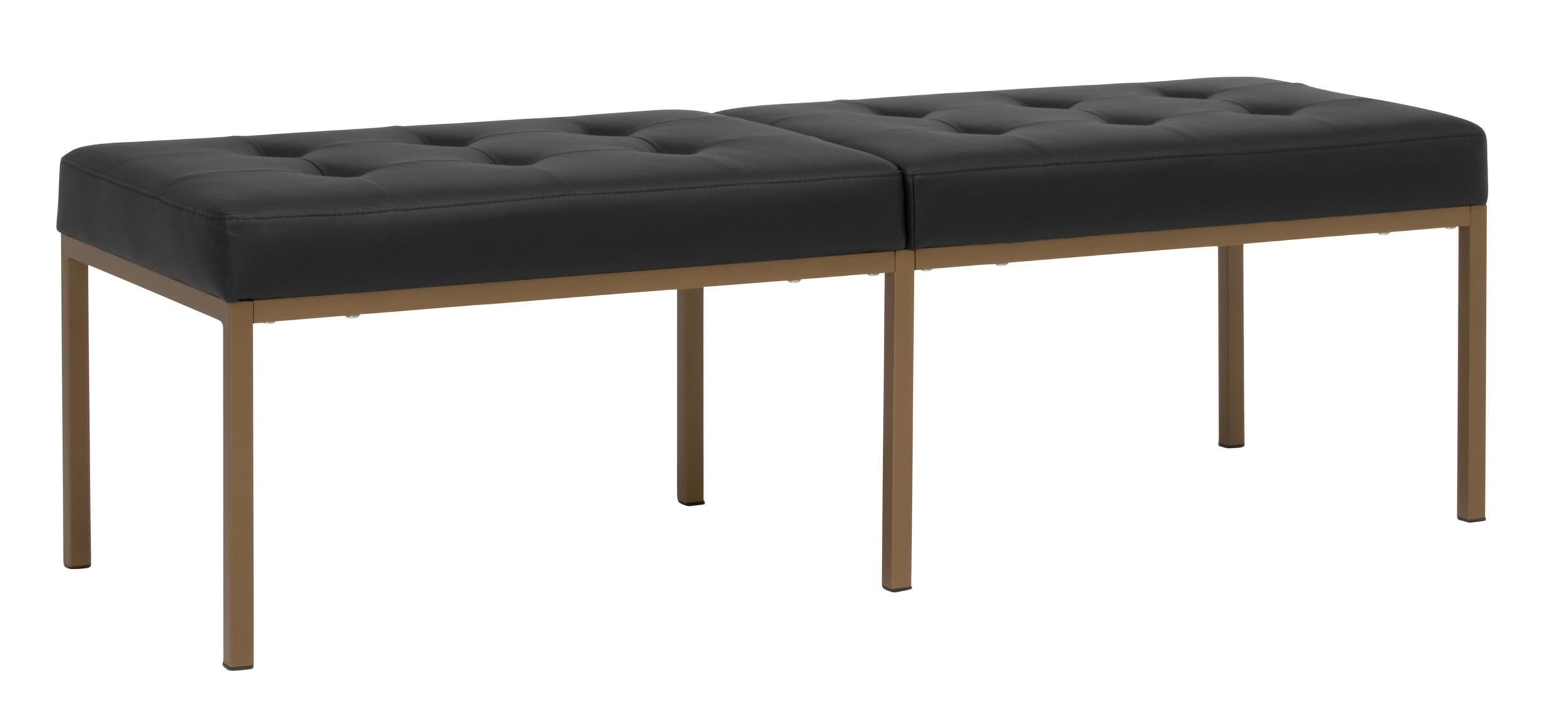 Camber 32" Black and Bronze Tufted Leather Bench with Storage