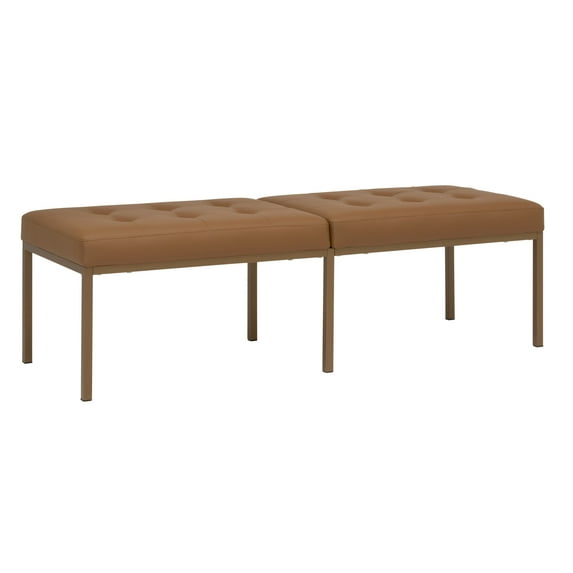 Studio Designs Home Camber Modern Metal and Leather 60 Inch Wide Bench Bronze/Caramel Brown