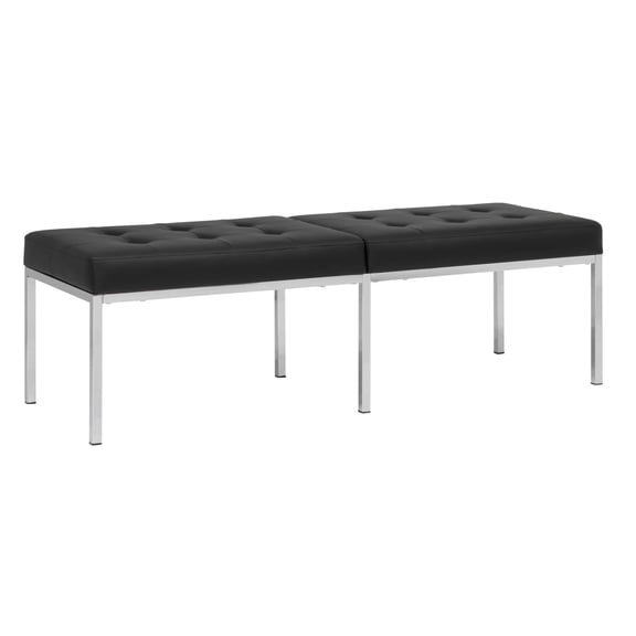 Studio Designs Home Camber Modern Metal and Leather 60 Inch Wide Bench Chrome/Black