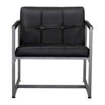 Studio Designs Home Camber Modern Small Accent Chair, Black Leather/Pewter Grey