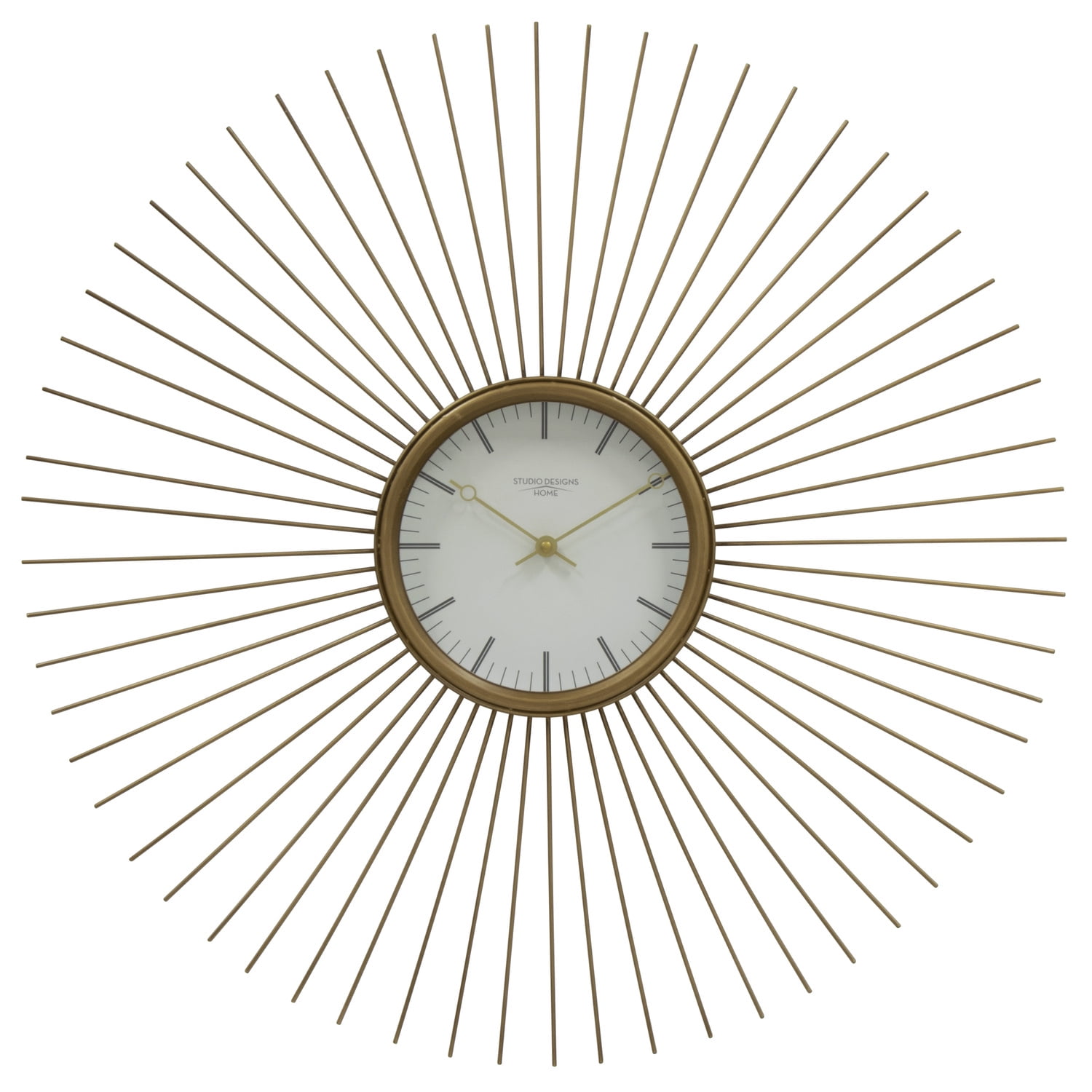 Modern 30" Golden Brass Sunburst Metal Wall Clock