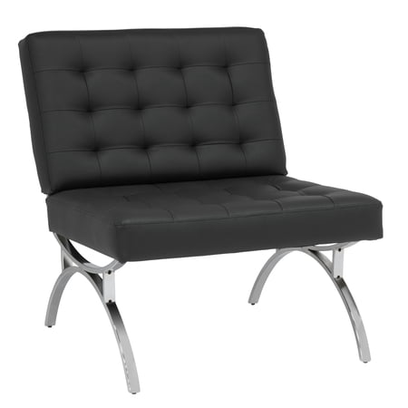 Studio Designs Home Newel Accent Chair Blended Leather and Chrome Frame / Black