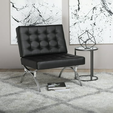Studio Designs Home Newel Accent Chair Blended Leather and Chrome Frame / Black