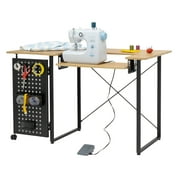 Sew Ready Pivot Sewing Machine Table with Swingout Storage Panel, Black/Ashwood