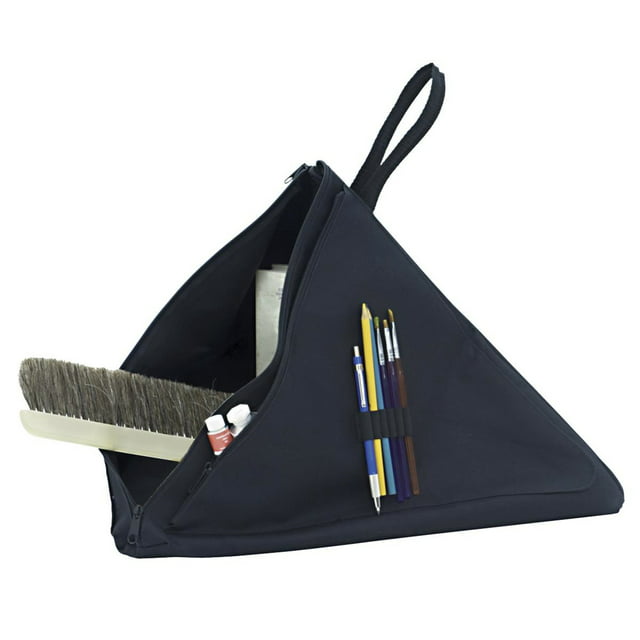 Studio Designs Pyramid Art Supplies Organization, Hanging Storage Bag with Zipper, Black (16" W)- 18698