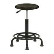 Studio Designs Retro Wood Seat and Metal Swivel Height Adjustable Stool 19.25 -26 High with Foot Ring for Home or Art Studio in Distresed Black
