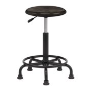 Studio Designs Retro Wood Seat and Metal Swivel Height Adjustable Stool 19.25" -26" High with Foot Ring for Home or Art Studio in Distresed Black