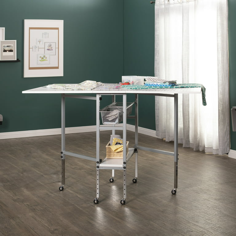 Folding Sewing Table 2 IN 1 Rolling Craft Table Home Office Desk Works