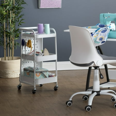 Studio Designs - Streamline 3-Tier Metal Multiuse Organizer Cart - White