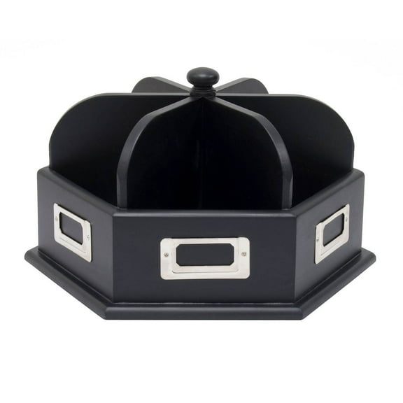 Studio Designs Tabletop Wood Desk Carousel Home Office Storage Organizer, Black