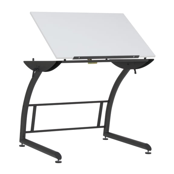 Studio Designs Triflex Modern Adjustable To Standing Height Craft, Drawing, Drafting Table with 35" Wide Angle Adjustable Top Charcoal Black / White #10098