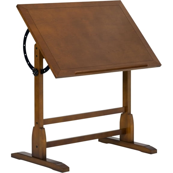 Studio Designs Vintage Rustic Oak Drafting Table, Top Adjustable Drafting Table Craft Table Drawing Desk Hobby Table Writing Desk Studio Desk, 36''W x 24''D
