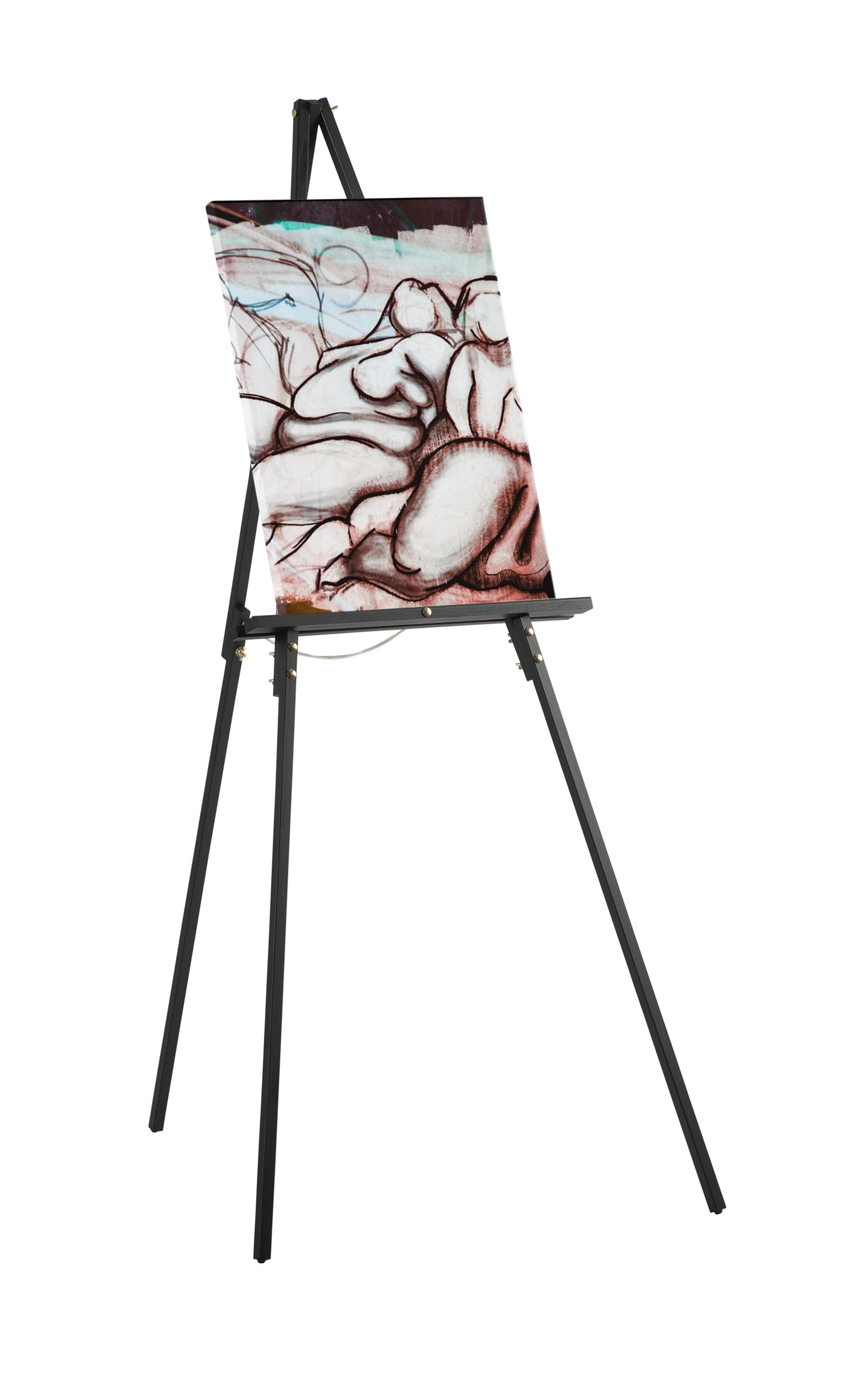 Studio Display Wood Tripod Easel for Posters, Art, Event Signage, Tradeshows, or Seminars (63" Tall), Black